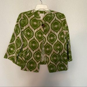 Chicos Women's Size 0 Green 100% Linen Jacket